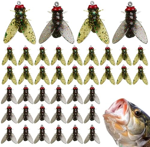 40 pezzi mosche per pesca a mosca esche da pesca kit esche a mosca accessori per profumi di gamberetti neri e gialli adatti tutti i tipi di acque, decorazione del giardino