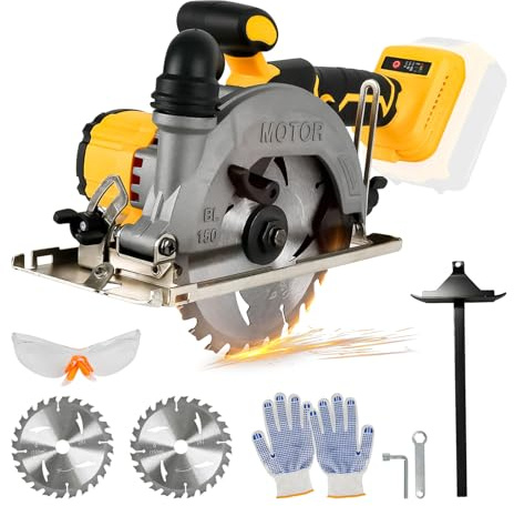 Sierra circular inalámbrica para sierra circular Dewalt de 18 V 20 V, 6200 RPM sin escobillas con 2 cuchillas de 150 mm, profundidad de corte y ángulo de 50 mm a 33 mm para madera, metal blando y