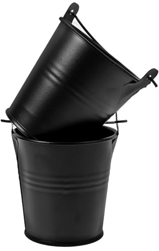 HOOWIFFY Set 2pezzi Secchiello in Ferro Nero Raccogli Grasso Barbecue per Griglia All'aperto, Facile da Pulire per Cucina Domestica e Barbecue Outdoor