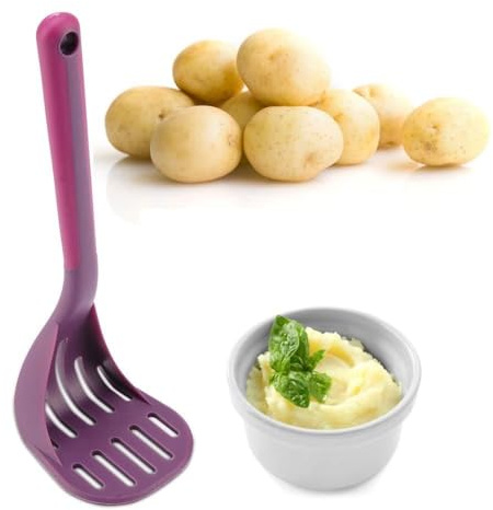 Pssopp PP Potatisstötare med Halkfri TPR-handtag Grönsaksstötare Värmebeständig 24 X 8,5 X 7,8 Cm Bakbågshuvud för Potatismos Sötpotatis och Grönsaker
