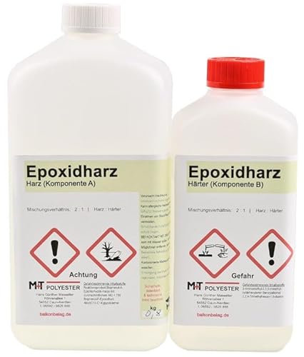 M+T POLYESTER Epoxidharz Versiegelung 1,2 kg für Terrarium & Holzterrarium, Flüssig, Stark, Wasserfest, Epoxidharz-Dichtmasse