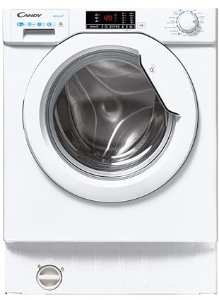 CANDY CBD485D1E Integrated Washer Dryer, 8KG Wash + 5KG Dry, 1400 RPM, 13 Programmes, 4 Quick Washes, White