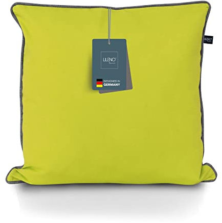 LILENO HOME 2er Set Kissenbezug 60x60 cm [Grün + Keder Grau] - super weiche Kissenhülle [ohne Füllkissen] - Kissenbezug mit Reißverschluss für Drinnen & Draußen Kissen - Capri