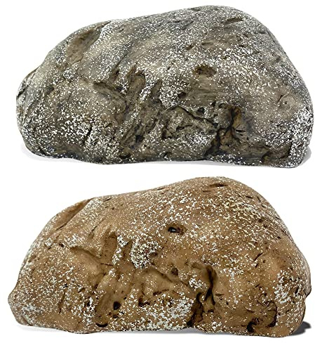 PANGAEA Key Hider Fake Rock, Weatherproof and Safe for Spare Keys, Real Look and Feel Stone, Garden, Outdoor, Geocaching (Type B Black & Type-B Brown Bundle)