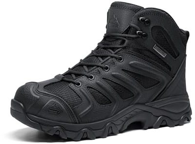 NORTIV 8 Men's Ankle High Waterproof Hiking Boots Outdoor Lightweight Shoes Trekking Trails Armadillo,Size 13W,All Black,160448_M