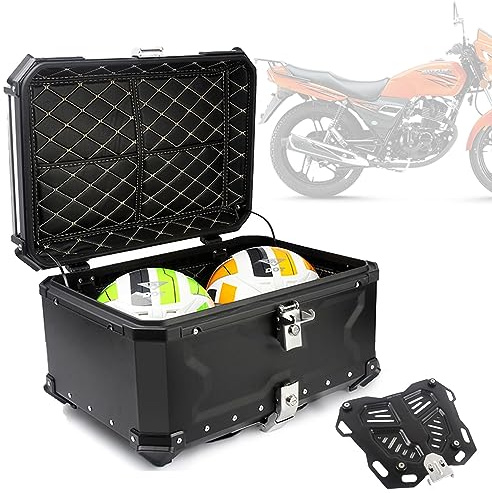 FUYAO Bauletto Per Moto In Alluminio Top Case Scooter, 45L 55L 65L 80L 100L Bauletti Impermeabili Per Casco, Moto, Ciclomotore E Quad