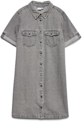 VERO MODA Abito in Jeans Femminile VMJENNIE Abito Corto, Denim Grigio Medio, M