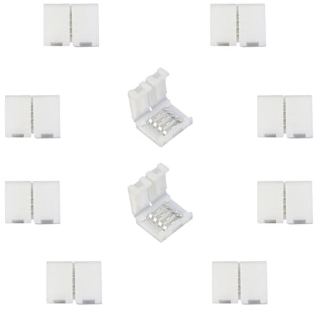 LitaElek 10pcs Conector de 4 Pines para Tira LED RGB de 8mm Ancho, SMD 2835 3528 Clip Conector Rápido Cinta LED, Adaptador Banda LED, 4 Pin RGB LED Strip Connector, Sin Soldadura