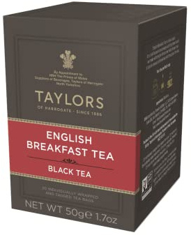 Taylors® | Rik och ljus engelsk frukost svart te | Engelsk frukost Frukost | Ceylon frukost svart te - 20 tefilter (50 gr)
