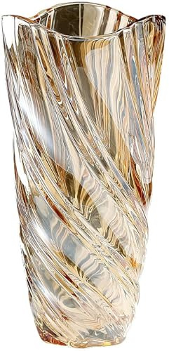 Glass Flower Vase, 24cm Hight Modern Minimalist FlowerVase, Nordic Crystal Decorative Handmade Vase Flower Arrangement Decoration for Home Office Decor, Gift for Wedding Housewarming Party Celebrate