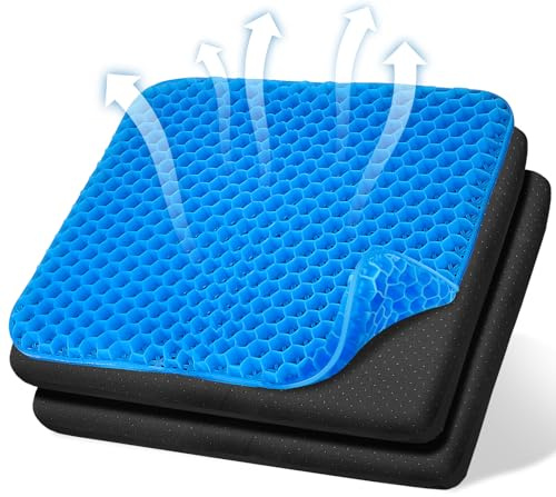 DmTown Gel Seat Cushion for Long Sitting, Gel Cushion for Wheelchair Soft, Cooling Chair Cushion More Comfortable, Car Seat Cushion Breathable for Office Chair