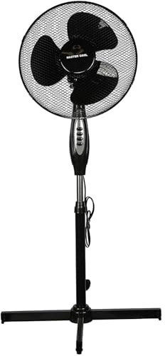 A2Z Pedestal Fan 16 Inch 3-Speed Setting Tilt Angled Oscillating Large Air Flow Easy to Assemble - Pedestal Fans PF11609 Black