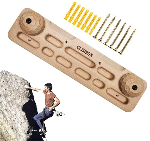 Nexusectar Hangboard de madera - Tabla de entrenamiento con asas ajustables | Tabla de entrenamiento portátil para escalada, Fingerboard de pared, tabla de entrenamiento compacta para escaladores