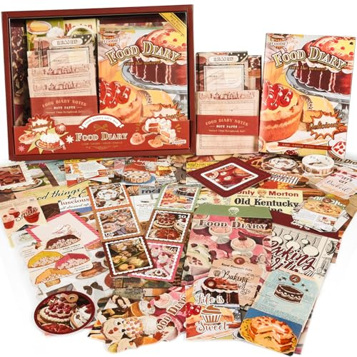 Scrapbooking Supplies Kit, Vintage Junk Journal Supplies,Cute Scrapbook Kit | Stationary Set with Aesthetic Ephemera Sticker, Bullet Journaling Kit, Collage Craft Supplies Gift for Adult Women Starter