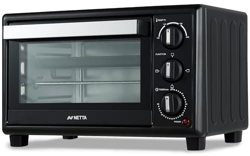 NETTA Mini Oven 20L Portable Electric Grill - Multi Cooking Function Grill and Bake - Adjustable Temperature Control, Timer - 1380W