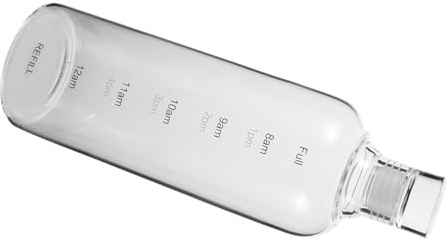 Amosfun Botella de Vidrio Transparente con Marcador Tapa Reutilizable Portátil y Ligera para Hidratación Diaria Gimnasio y Oficina para Bebidas Calientes y Frías