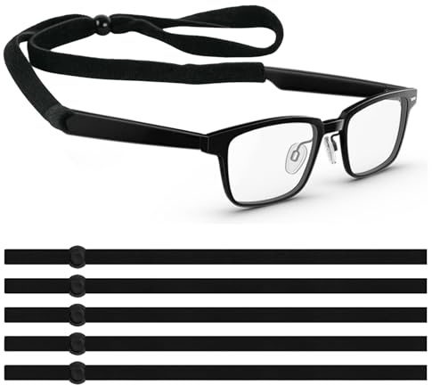 HEIZHU Unisex Glasses Straps, 5 Pcs Soft Eyeglasses Strap Sports, Sunglasses Strap Glasses Chain Adjustable Non-Slip Eyewear Retainer for Running Reading Sports Outdoor