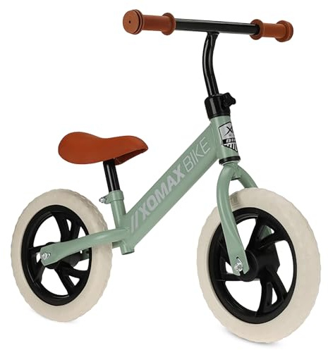Spetebo Bicicleta infantil de 12 pulgadas a partir de 1 año, altura regulable, color verde menta, sillín y manillar ajustables, bicicleta de equilibrio para niños hasta 5 años, con ruedas resistentes