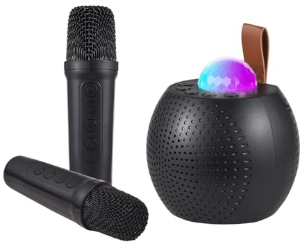 Cuifati Mini Machine de karaoké Haut-Parleur sans Fil avec Microphone Effet de Changement de Son Magique Double Microphone pour Chant en Duo Longue Durée de Vie de la Batterie pour Soirée karaoké en