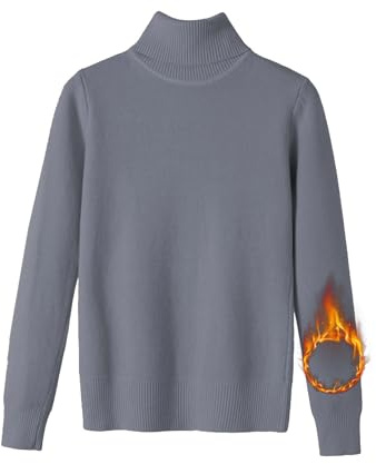 Polokrage stickad jumper mjuk pullover tröja fleece baslager | Fin stickad tröja med rund hals, termisk hög hals stickad för höst vinter