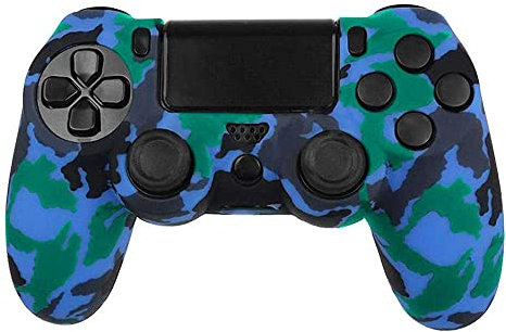 OcioDual Silikon Schutz Hülle Kompatibel mit PS4/Slim/PRO Camo Blau Controller Cover Skin Case Protector Anti-Rutsch Gummi
