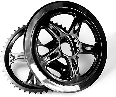 BAFANG Chainring Wheel for BBS01 BBS02 Mid Drive,52T Ebike Chain Ring with Guard for Mid Mount Motor, Chainwheel for Electric Bike Conversion Kits Durable Aluminium Bike