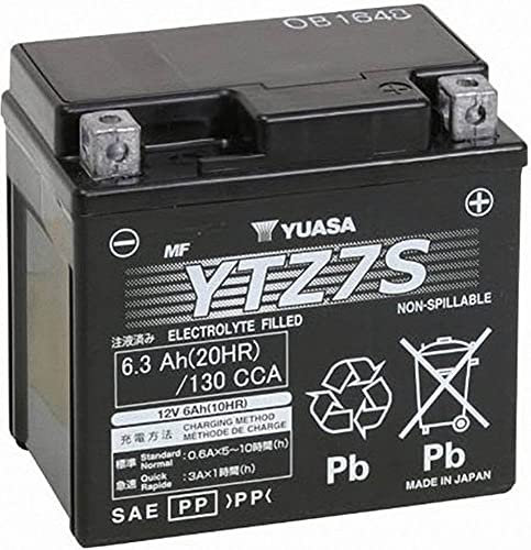 Motorradbatterie Yuasa YTZ7S AGM - Wartungsfrei - 12 V 6 Ah - Maße: 114 x 70 x 105 mm kompatibel mit KAWASAKI KLX450R 450 2008-2010