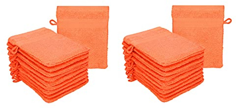 Betz 20-delad tvättvante set premium 100 % bomull 16 x 21 cm färg blod orange
