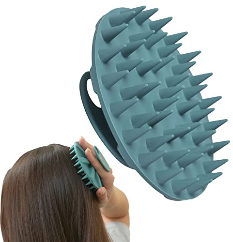 Cepillo masajeador de cuero cabelludo, cepillo de champú manual húmedo y seco, cuidado del cuero cabelludo, lavado de cabeza, cerdas de silicona suave, para el crecimiento del cabello, eliminación de