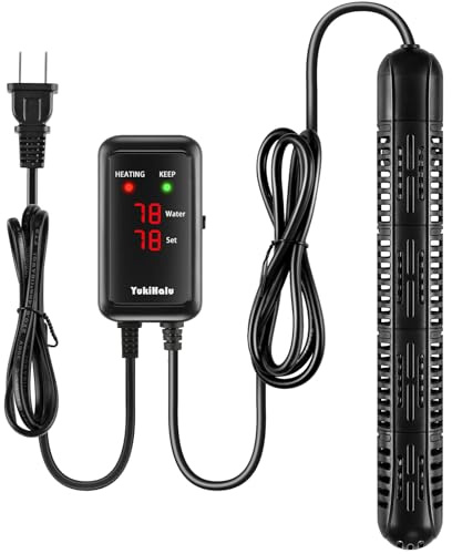 YukiHalu Aquarium Heater 50/100/200/300/500W with Protective Case, Fish Tank Heater, Temperature Adjustable, External Temperature Controller, LED Display, Used for 10/20/40/75/120 Gallons (500W)