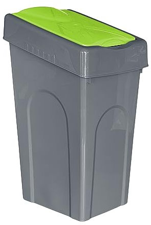 Optimal Products 50L Plastic Recycling Bin Rubbish Dustbin Kitchen Garden Recycle Waste Bin With Lid (Green, 1)