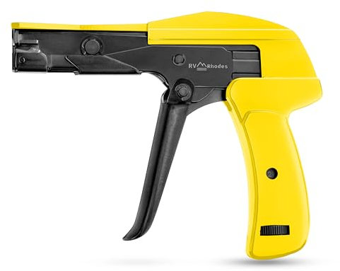 RV RHODES 42712 Zip Tie Gun/Cable Tie Install Tool, Adjustable Tension with Built-In Cutter, for Nylon Ties up to 1/4ā- Yellow