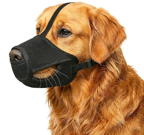 Colenumone Breathable Mesh Dog Muzzle – Anti-Biting, Chewing & Scavenging, Allows Panting/Drinking, Adjustable No-Rub Trim for Small/Medium/Large Dogs (S)
