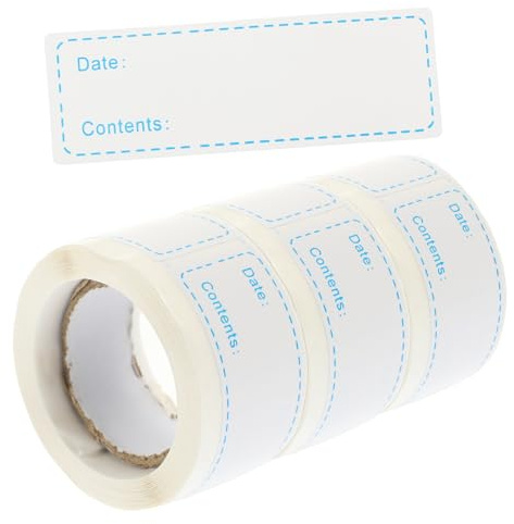 OFFSCH 3 Rolls Removable Self Adhesive Food Labels Stickers for Freezer Storage Writable with Marker Pen Strong Stickiness Kitchen Labeling for Jars and Containers