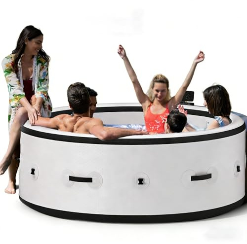 SHUMIAO Vasca da Bagno Gonfiabile da 2500 W, Vasca Idromassaggio con Idromassaggio per 4-6 Persone, Vasca Idromassaggio da Esterno con Funzione Bolle, 150 Getti Massaggianti (206 X 206 X 71 cm)
