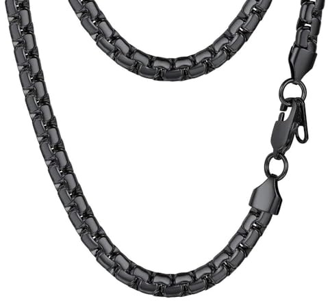 PROSTEEL Flat Link Chain Layering Layered Necklace Men Jewelry Statement Necklace Minimalist Gothic Black Chain