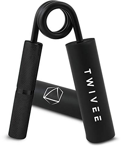 TWIVEE - Unterarmtrainer - Fingerhantel für maximale Griffkraft - Gripper aus gehärtetem Stahl und Aluminium - Handtrainer mit Griffpolster und Tasche - Handmuskeltrainer