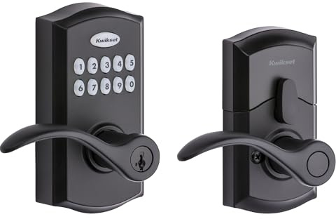 Kwikset SmartCode 955 Pembroke Light Commercial 10-Button Keypad Electronic Lever, Featuring Convenient Keyless Entry, 3-Year Battery Life and High Traffic Durability Matte Black