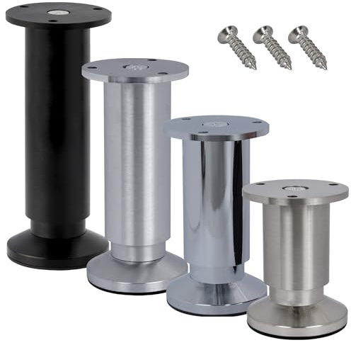 Stahlia Möbelfüße höhenverstellbar | Chrom Glanz | (1 Stück) Höhe: 20cm | Ø 38mm | 250Kg Belastbarkeit | Füße für Möbel Schrankfüsse Sofa Füße Möbelbeine