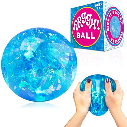 Power Your Fun Arggh Glitter Stress Ball for Adults and Kids - Medium Squishy Fidget Toy, Anti Stress Sensory Ball Squeeze Toy (Blue)