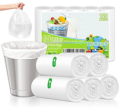 Müllbeutel10 Liter, 120 Stück kleiner Müllbeutel Biobeutel 10l, recycelbarer Beutel für Haushalt, Badezimmer, Küche, Büro, Haustier, geeignet für 6–10 Liter Dosen, weiß