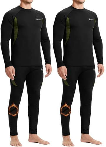 romision Thermal Underwear Long Johns for Men Fleece Lined Base Layer Cold Weather Hunting Gear Bottom and Top Set