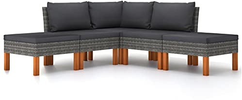 Tidyard Set Divani Componibili da Giardino per Esterno in Polyrattan e Legno,Salotto da Giardino,Salotto da Esterno,Divano Angolare,Divano Modulare,Divano con Penisola,Divano ad Angolo,Divani Esterno