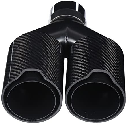 Leapiture Terminale Scarico In Acciaio Inox Terminale Scarico Auto Da 63-93 Mm A Forma Y 1-In-2-Out Lato Destro Terminale Di Scarico A Doppia Uscita Nero Fibra Di Carbonio Per M Performan
