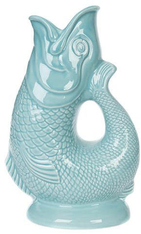 Gurgly Iconic Duck Egg Glug Jug Large 28cm 1.4L – Fish Water Jug, Decorative Fish Vase, Ornament, Carafe