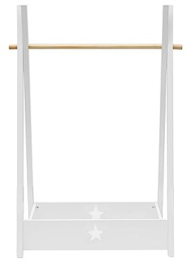 Rebecca Mobili Appendiabiti Per Bambini, Guardaroba A Giorno, Bianco, MDF Pino, Per Cameretta Montessori, Con Ripiano - Misure HxLxP: 118 x 82 x 42 cm - Art. RE6842