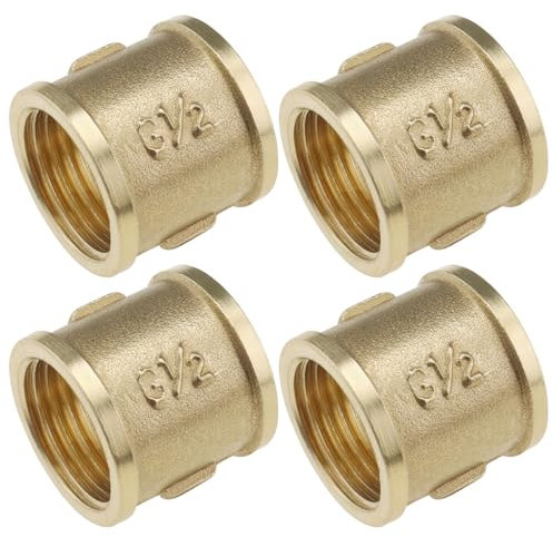 EMSea 4 Pièces Manchon de Connecteur de Tuyau de 1/2 Pouces Raccord Fileté en Laiton Adapté aux Tuyaux Radiateurs Installations Sanitaires Tuyaux de Vidange Réservoirs d'eau