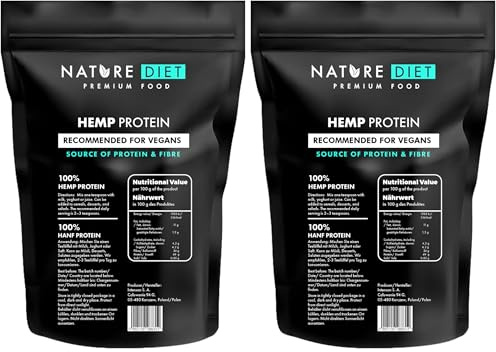 Nature Diet - Proteína de cáñamo 1000g | Vegano | Polvo de proteína | A base de plantas (Paquete de 2)