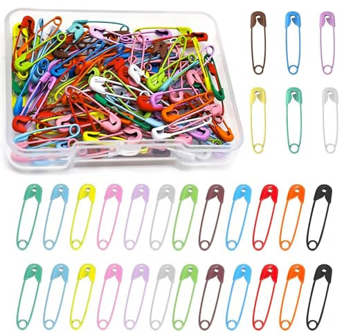 150 Stück Sicherheitsnadeln, 19mm Sicherheitsnadeln Klein für Kleidung Metall Sicherheitsnadel Safety Pins für Kleidung Nähen Basteln Schmuckherstellung (Farbe)