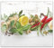 Herdabdeckplatte 60x52 cm ESG Glas | Kräuter Zitrone Vintage Shabby Chilli Chillischote | Herd Abdeckung für Ceranfeld Schneidebrett Glasplatte Induktion